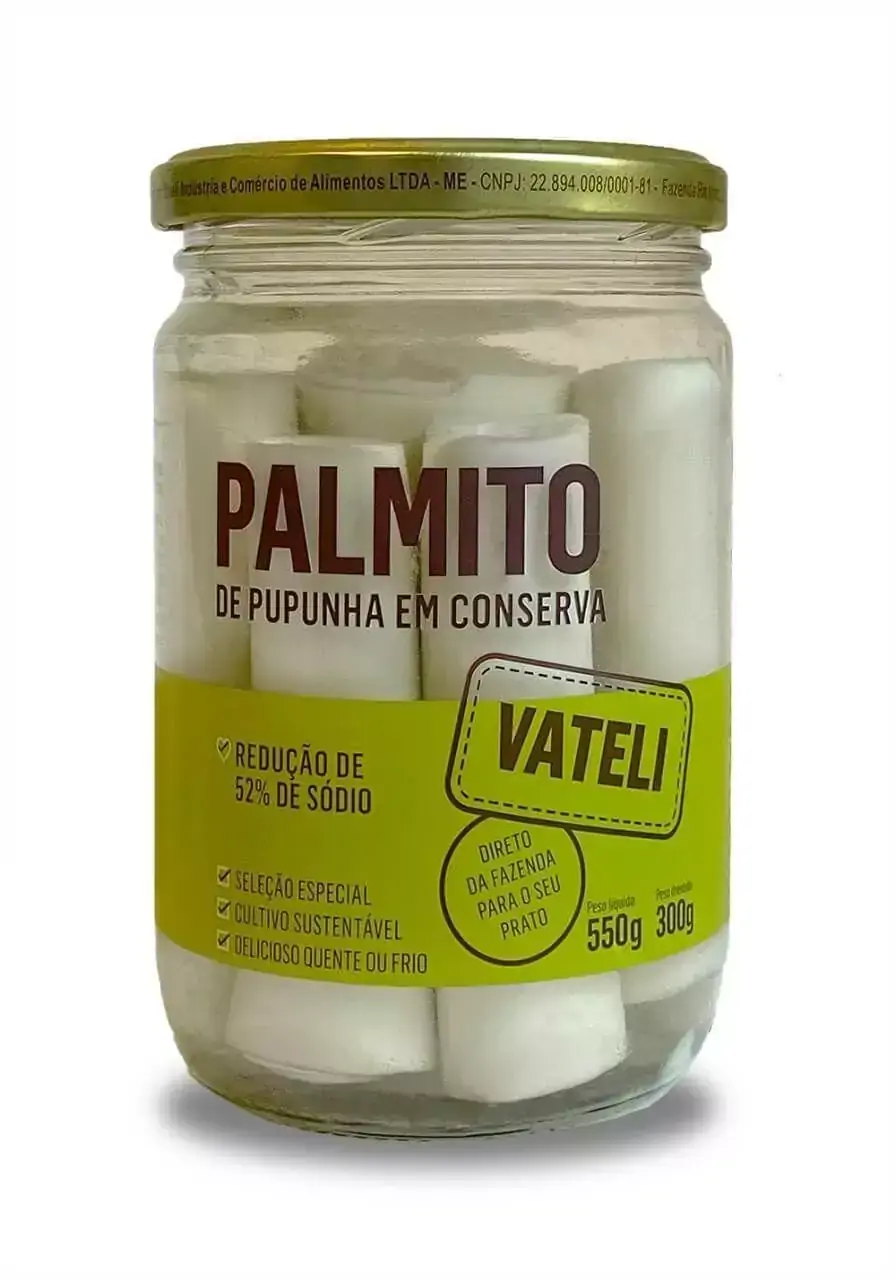 Palmito Pupunha Tolete Conserva Vateli 300g