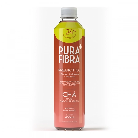 Prebiotico Fibras Cha Mate Sabor Pessego Pura Fibra 400ml
