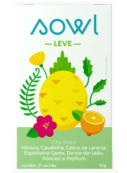 Chá Leve Sowl Hibisco Carqueja Hortela¿ Psyllium 21 sachês