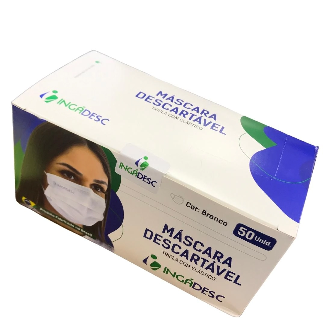 Mascara Descartavel Ingadesc Tripla Branca 50un