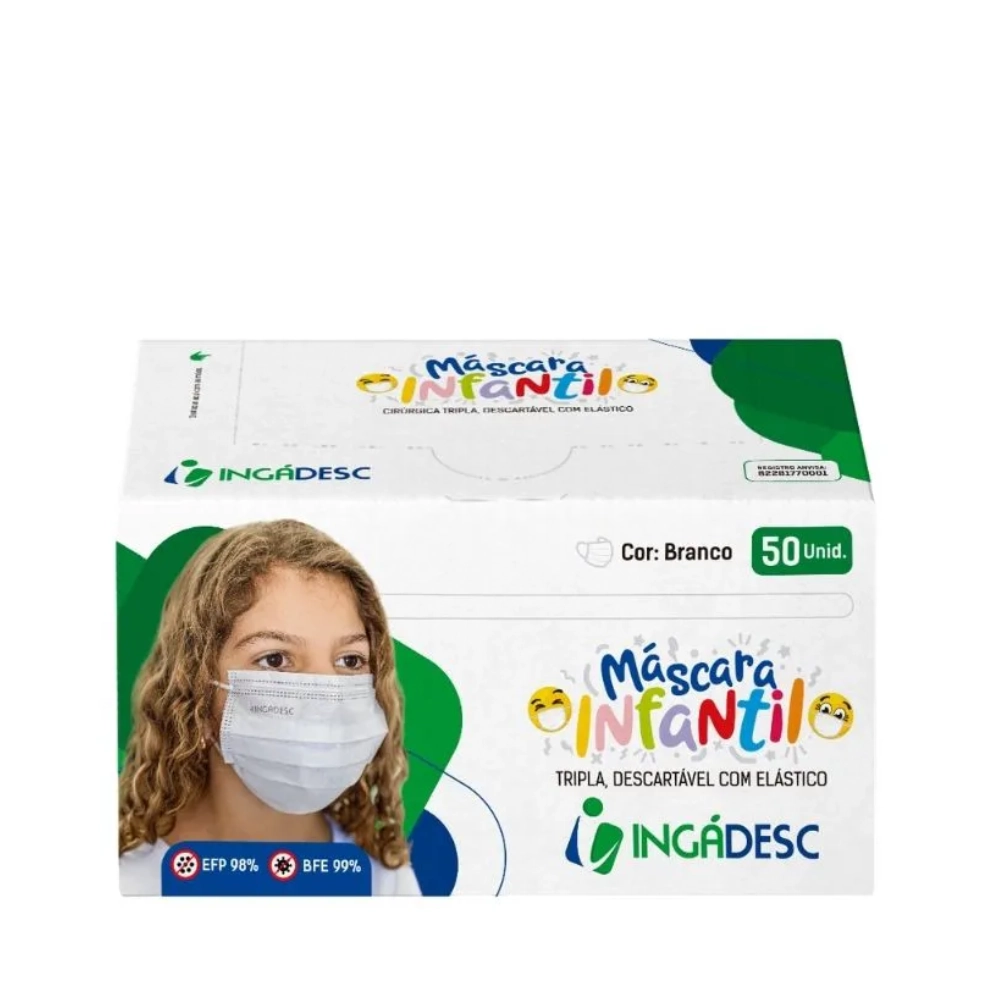 Mascara Infantil Descartavel Cx C/ 50 Un Branca