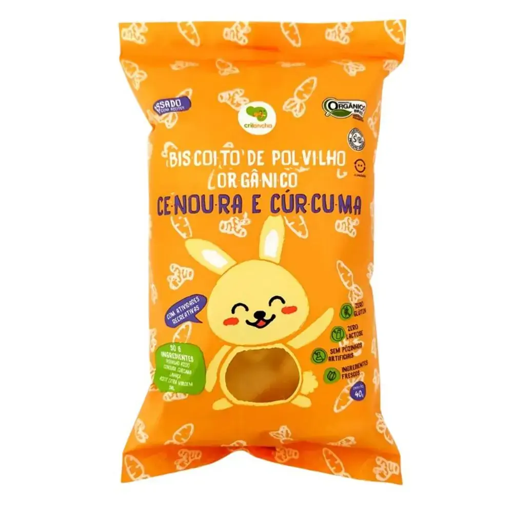 Biscoito De Polvilho Orgânico Cenoura E Cúrcuma Crilancha 40g