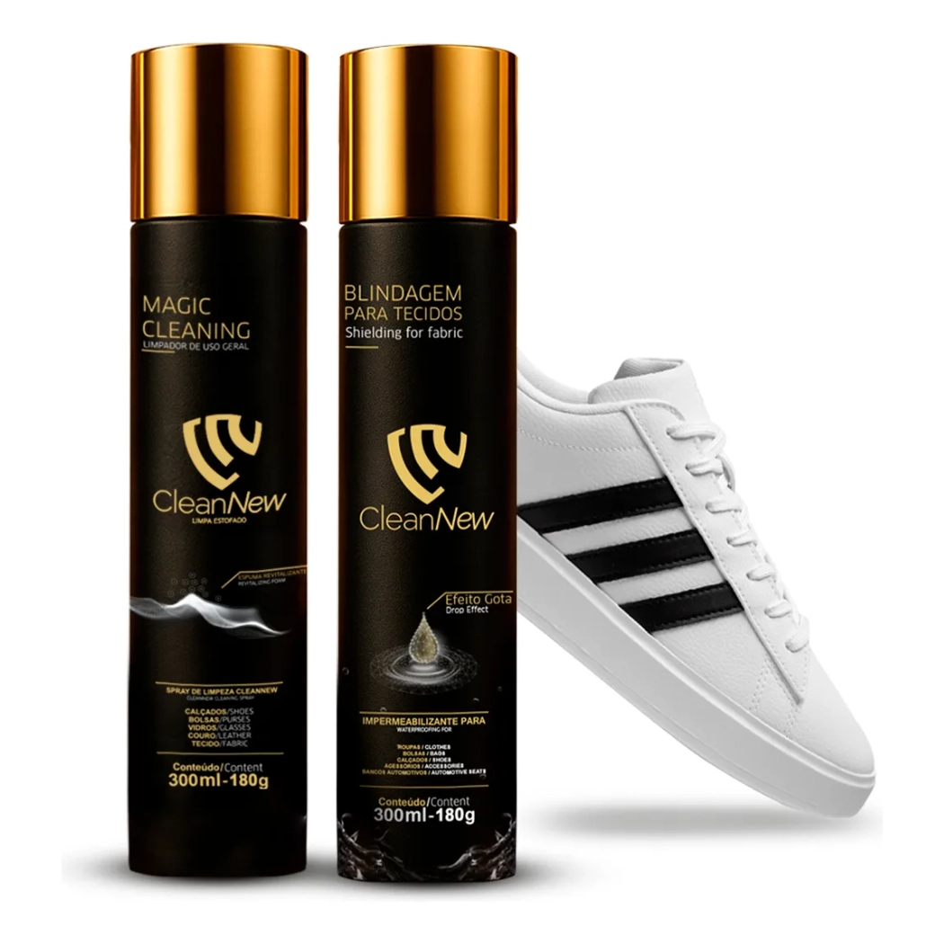 Kit Impermeabilização e Limpeza para Sapatos Bolsas e Tecidos CleanNew