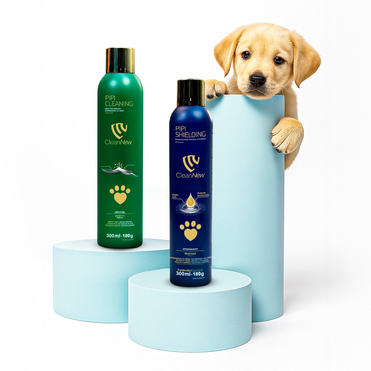 Kit Blindagem e Limpeza Tira Manchas de Tecidos Pet Pipi Cleaning e Pipi Shielding CleanNew