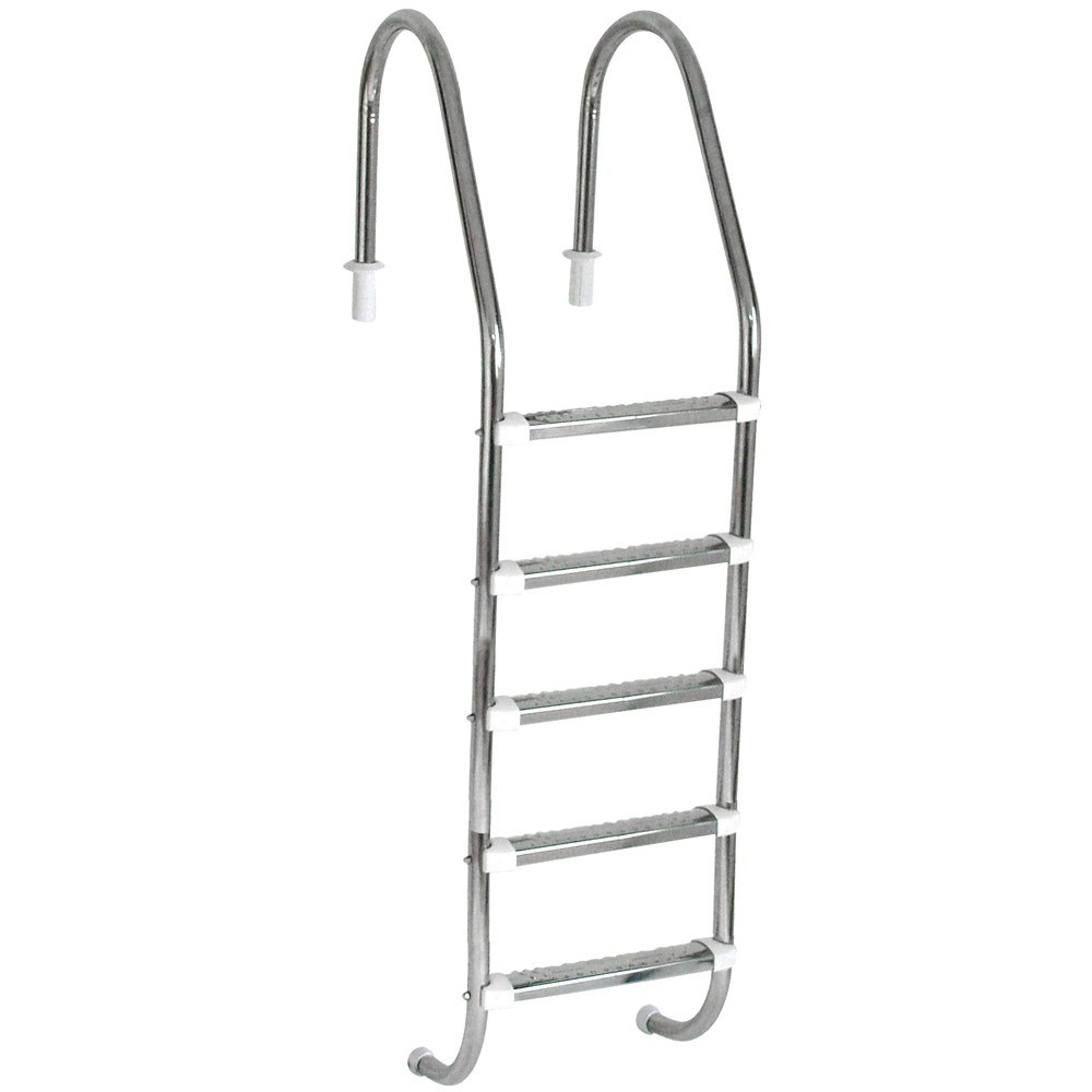 Escada Para Piscina Tradicional 1 1/2" Em Aço Inox 5 Degraus Anatômicos Em Inox - Sodramar