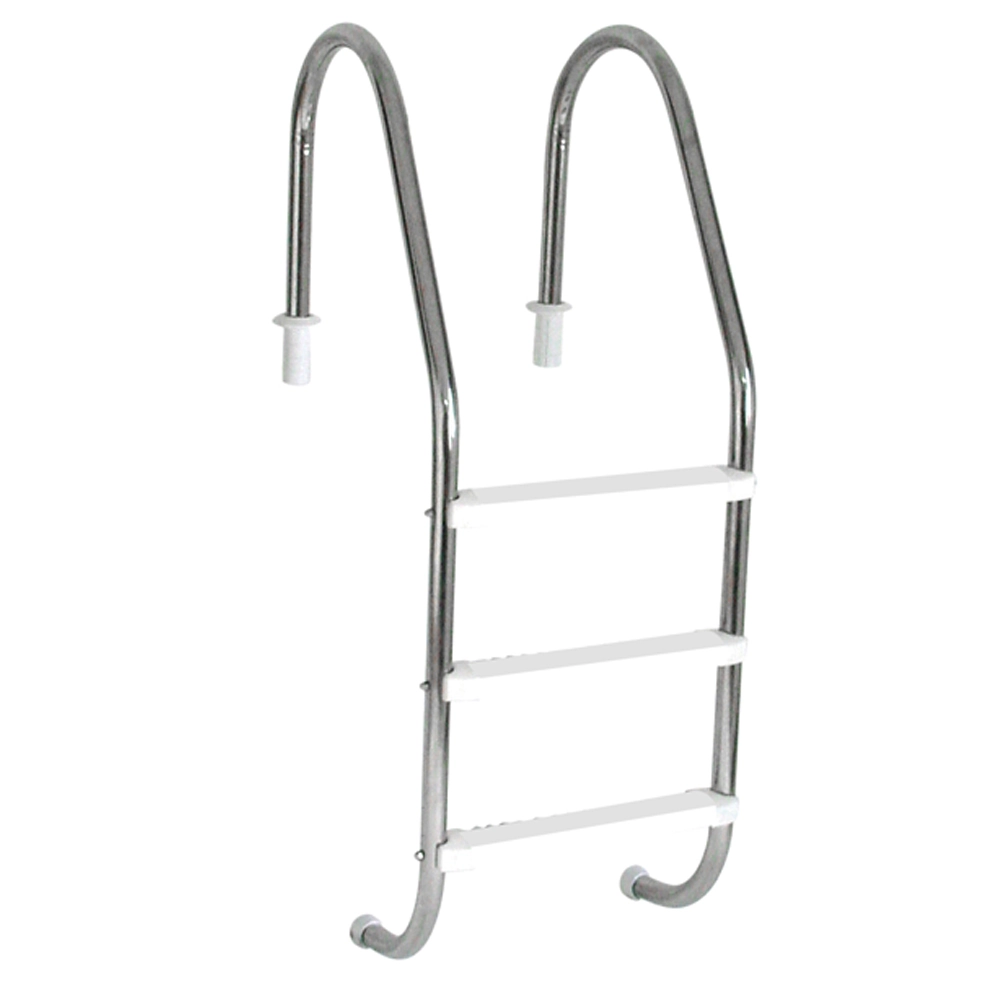 Escada Para Piscina Tradicional 2" Em Aço Inox 3 Degraus Anatômicos Em Abs - Sodramar