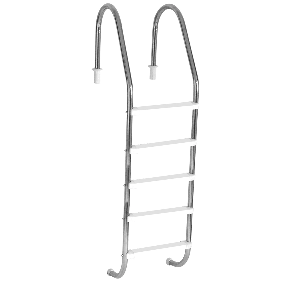 Escada Para Piscina Tradicional 2" Em Aço Inox 5 Degraus Anatômicos Em Abs - Sodramar