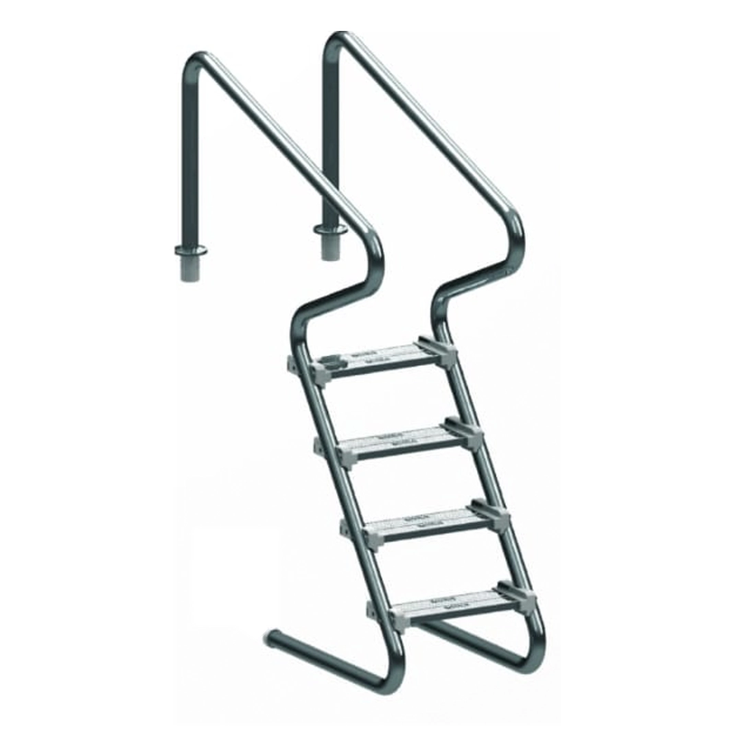 Escada Para Piscina Confort 2" Com 4 Degraus Duplos Em Aço Inox - Sodramar