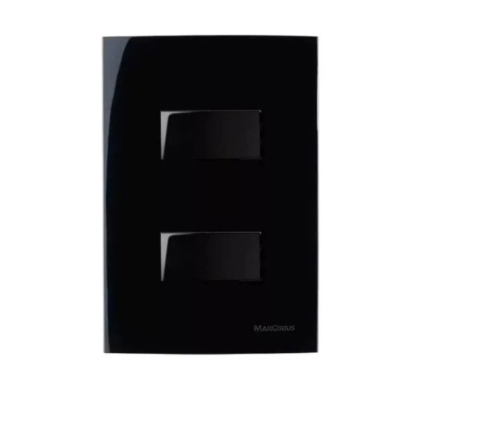 Conjunto 2 Interruptor Tecla Simples Separado 4x2 Preto Ebony Clean Margirius