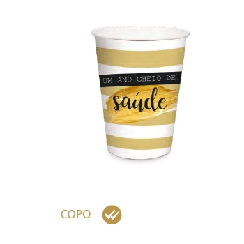 Copo Papel Feliz Ano Novo 240ml C.8 Cromus