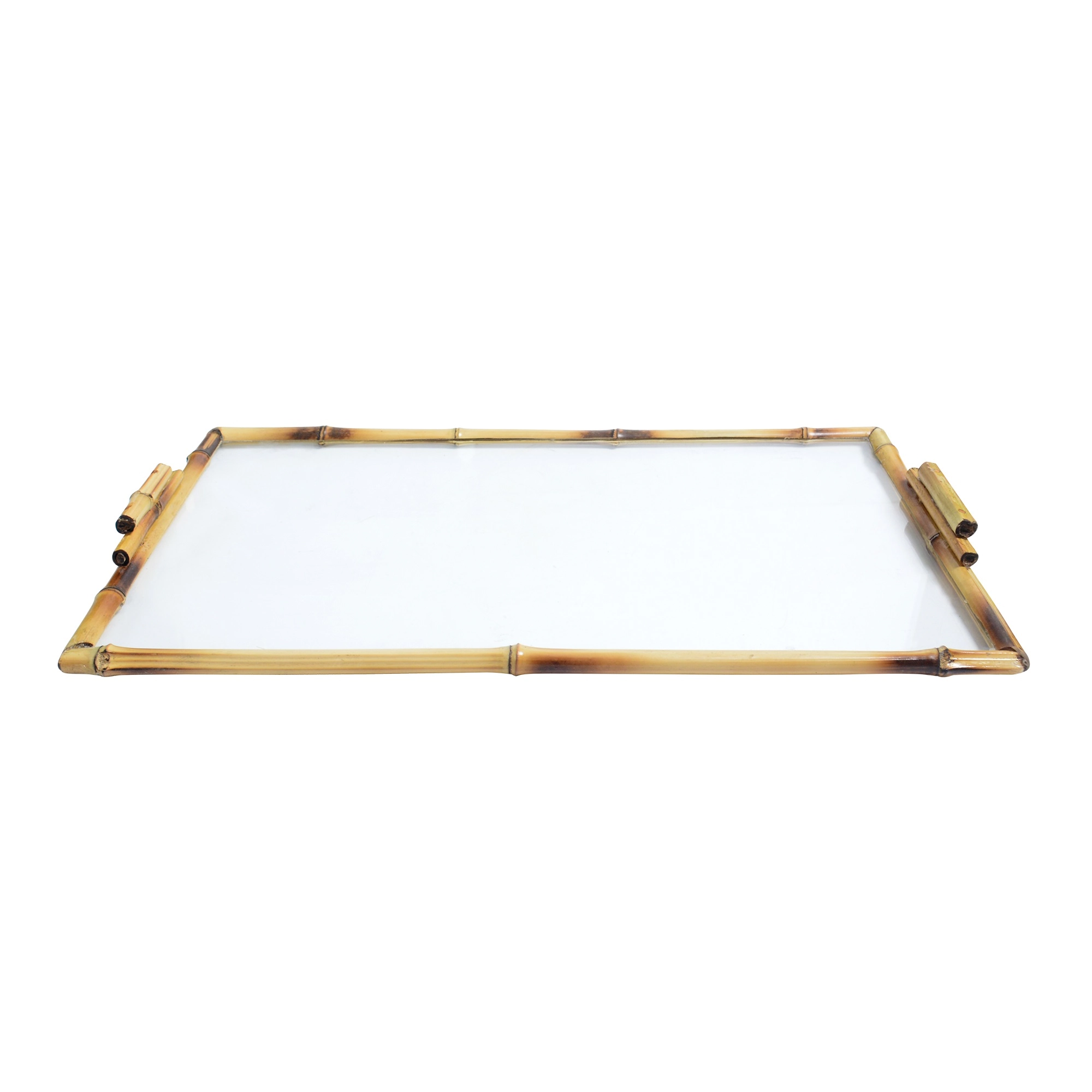 Bj De Bambu Retangular G C Vidro Liso 17835 Home Glass