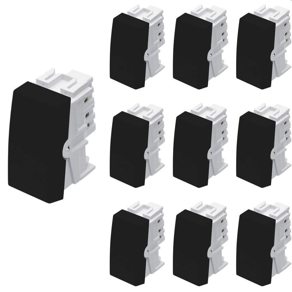 10 Módulos Interruptor Paralelo Fame Habitat Black 16a Preto