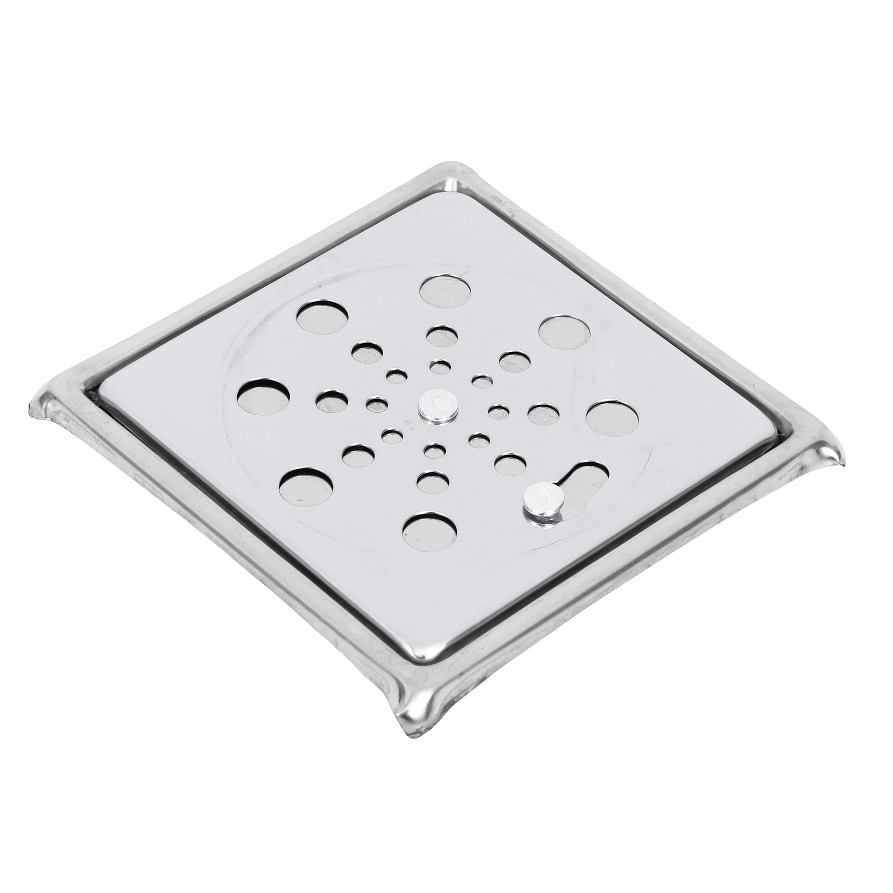 Ralo Simples de Banheiro 10x10cm Aço Inox Cromado Quadrado Equation