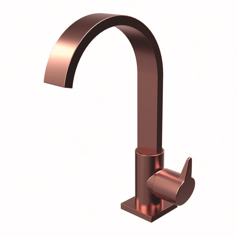 Torneira Pia Banheiro Bica Alta Rose Gold Vite DN15 Romar