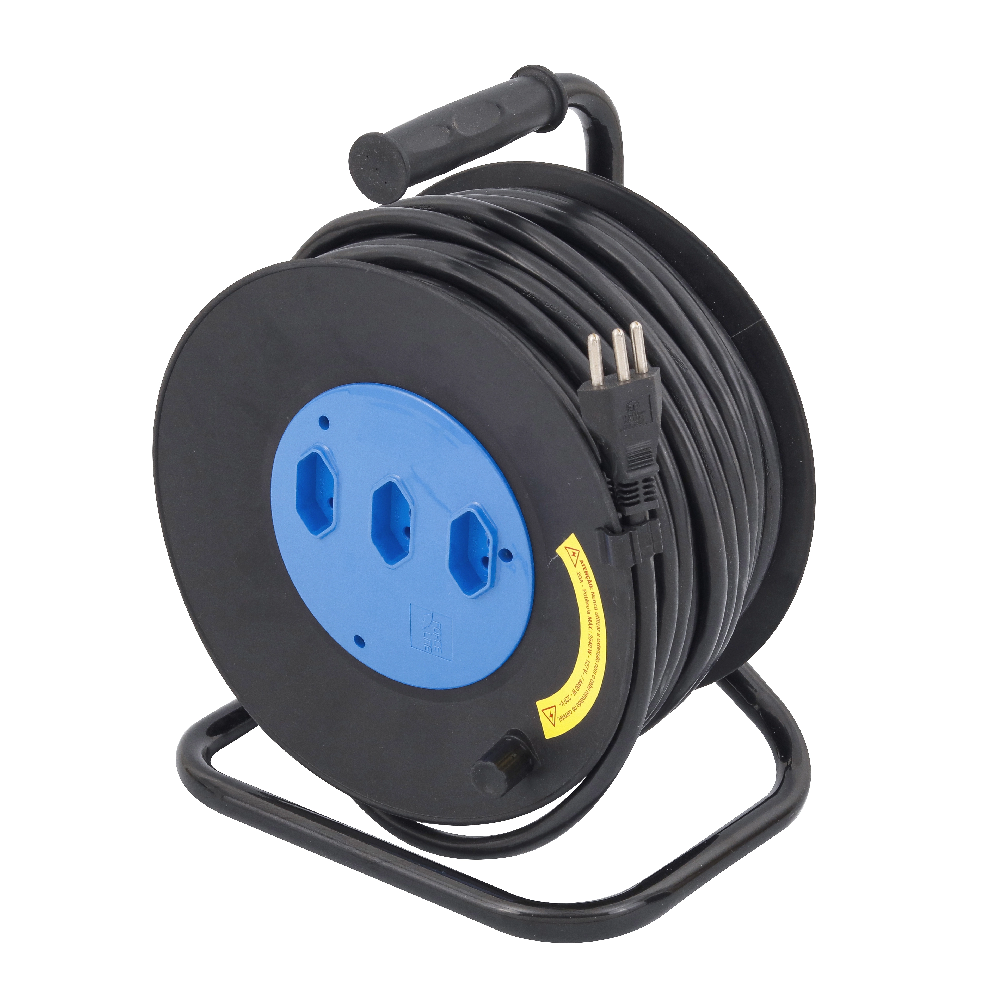 Extensão Elétrica Carretel 3 Tomadas Bivolt 30 Metros Force Line