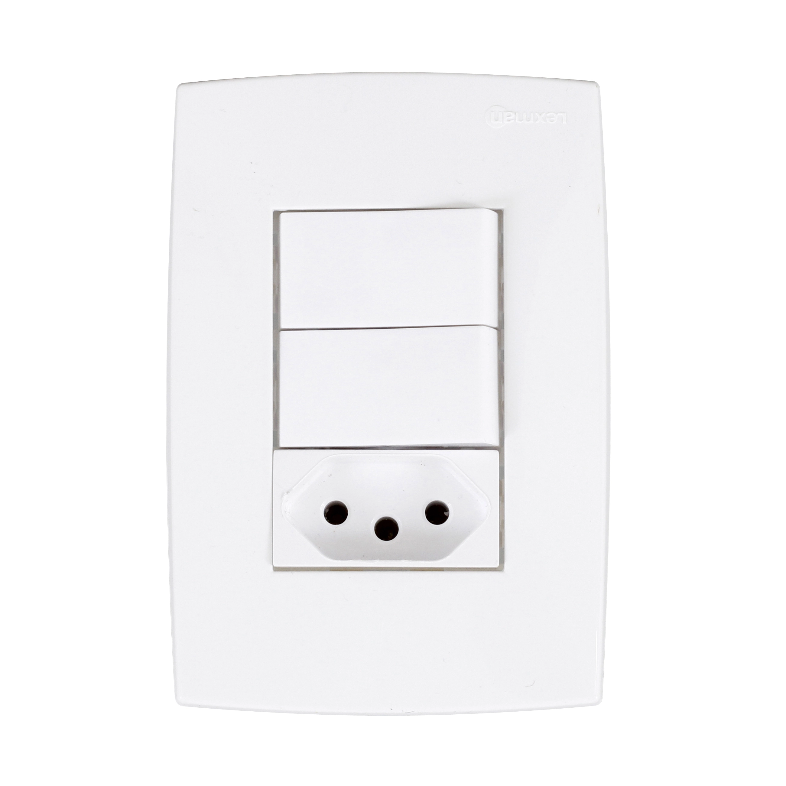 Conjunto de Interruptor e Tomada Energia 10A Branco Lille Lexman