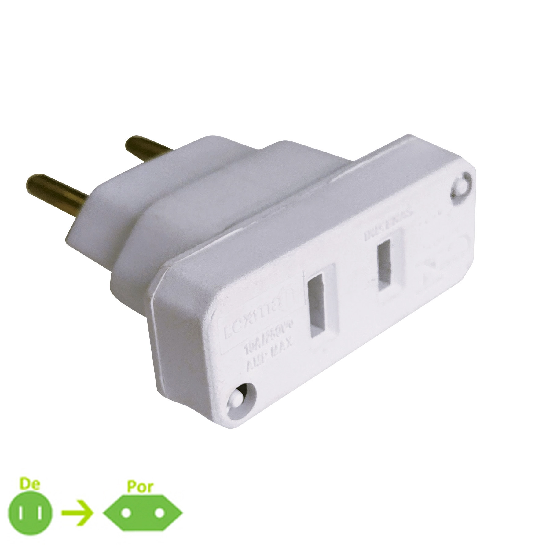 Adaptador Pino Chato 2P Branco Lexman
