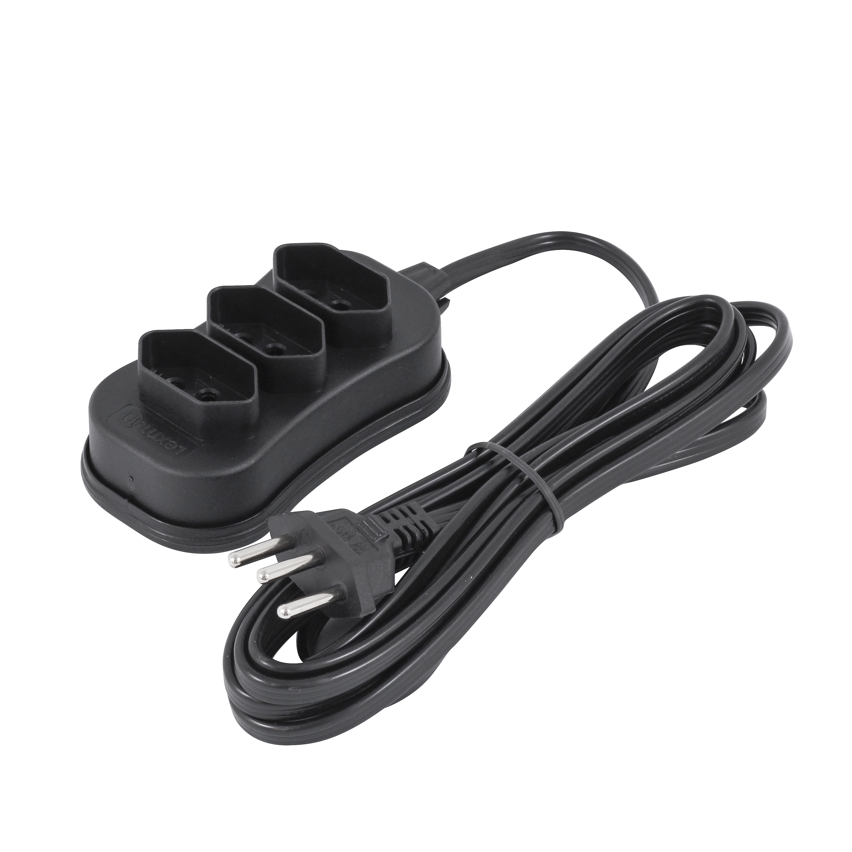 Extensão Elétrica 3 Metros 3 Tomadas 10A Preto Lexman Slim