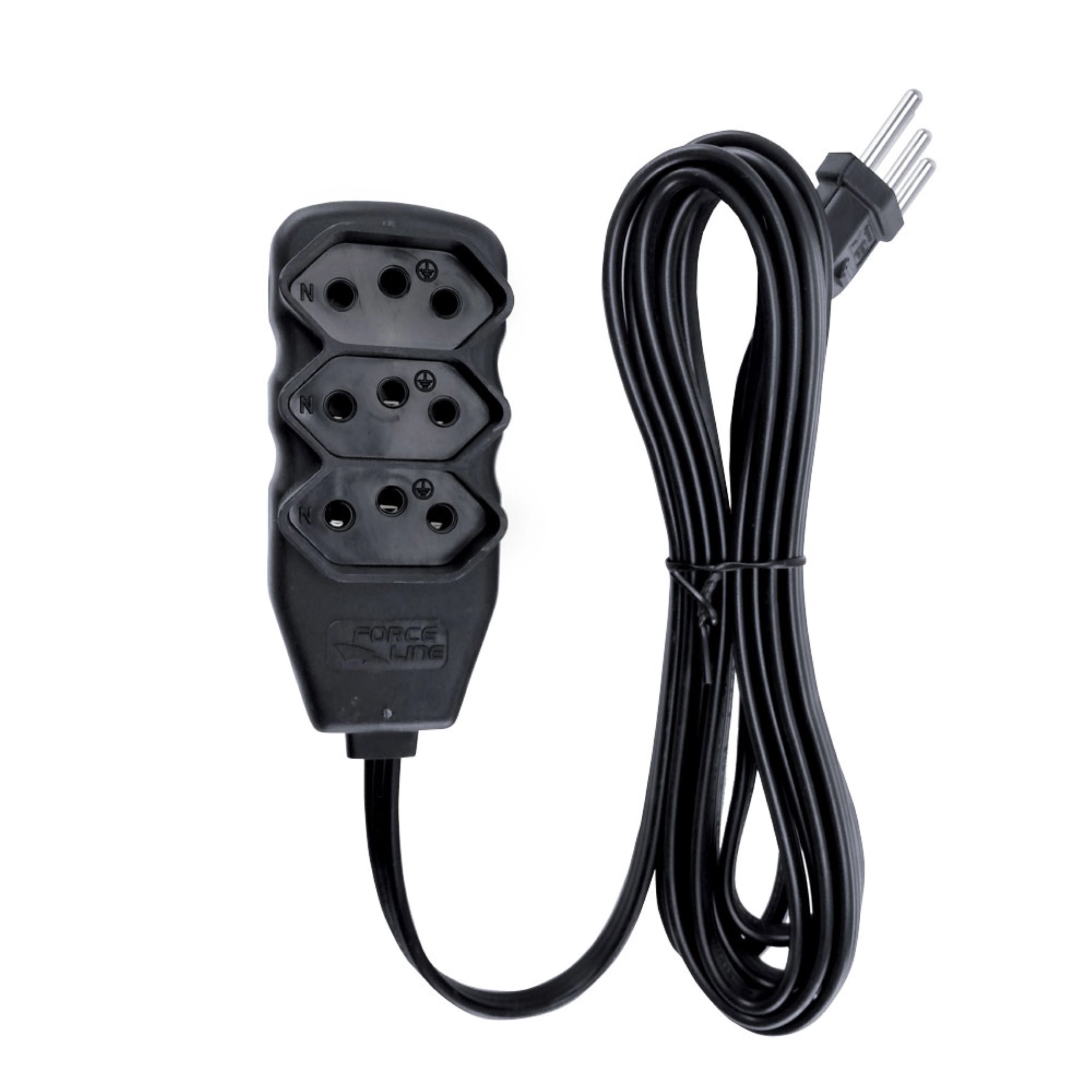 Extensão com Protetor Rearmável 3 Metros 3 Tomadas 10A Preto Force Line