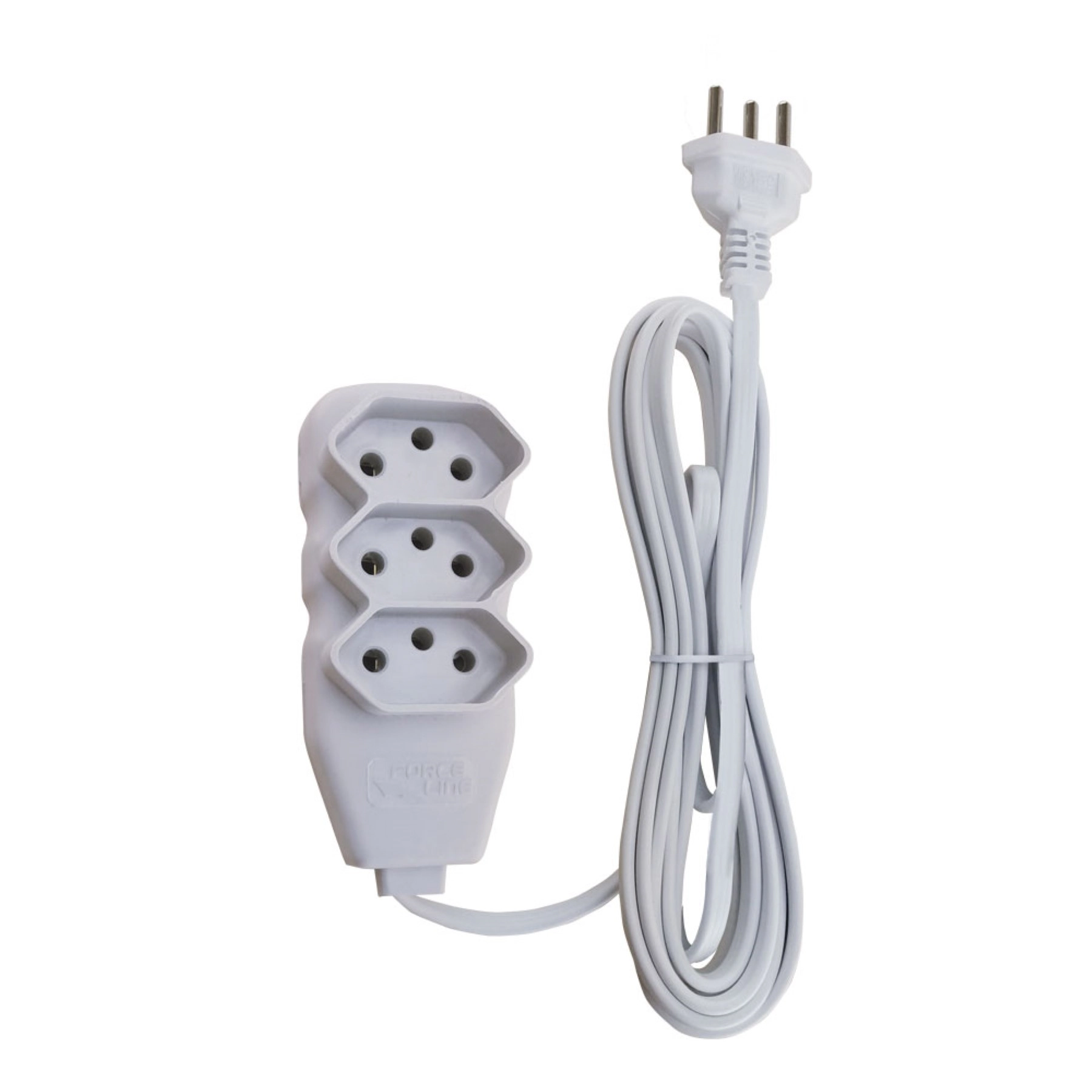 Extensão com Protetor Rearmável 3 Metros 3 Tomadas 10A Branco Force Line