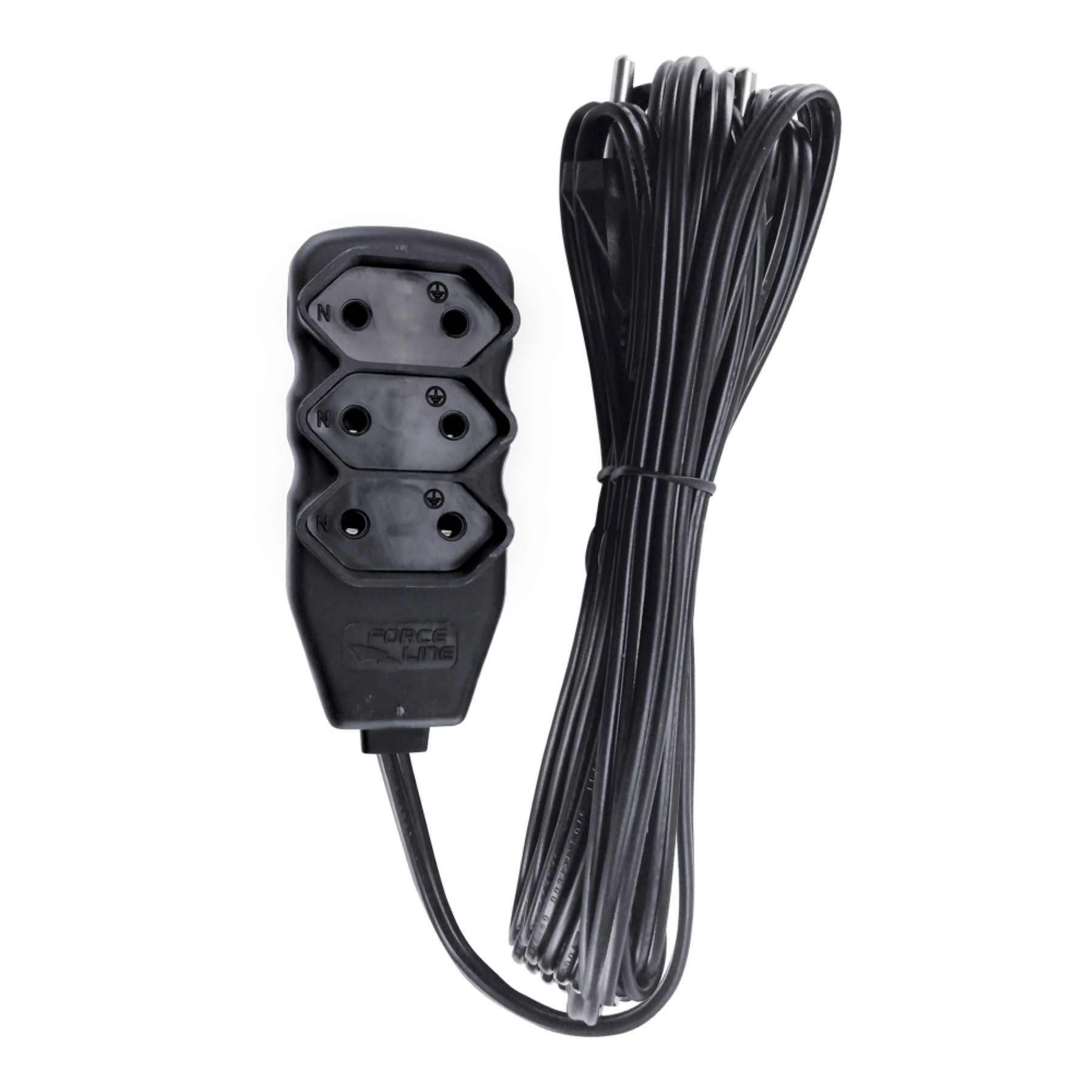 Extensão com Protetor Rearmável 5 Metros 3 Tomadas 10A Preto Force Line
