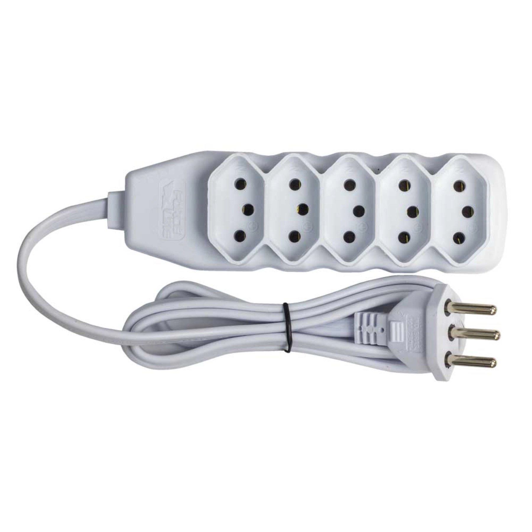 Extensão com Protetor Rearmável 5 Metros 5 Tomadas 10A Branco Force Line