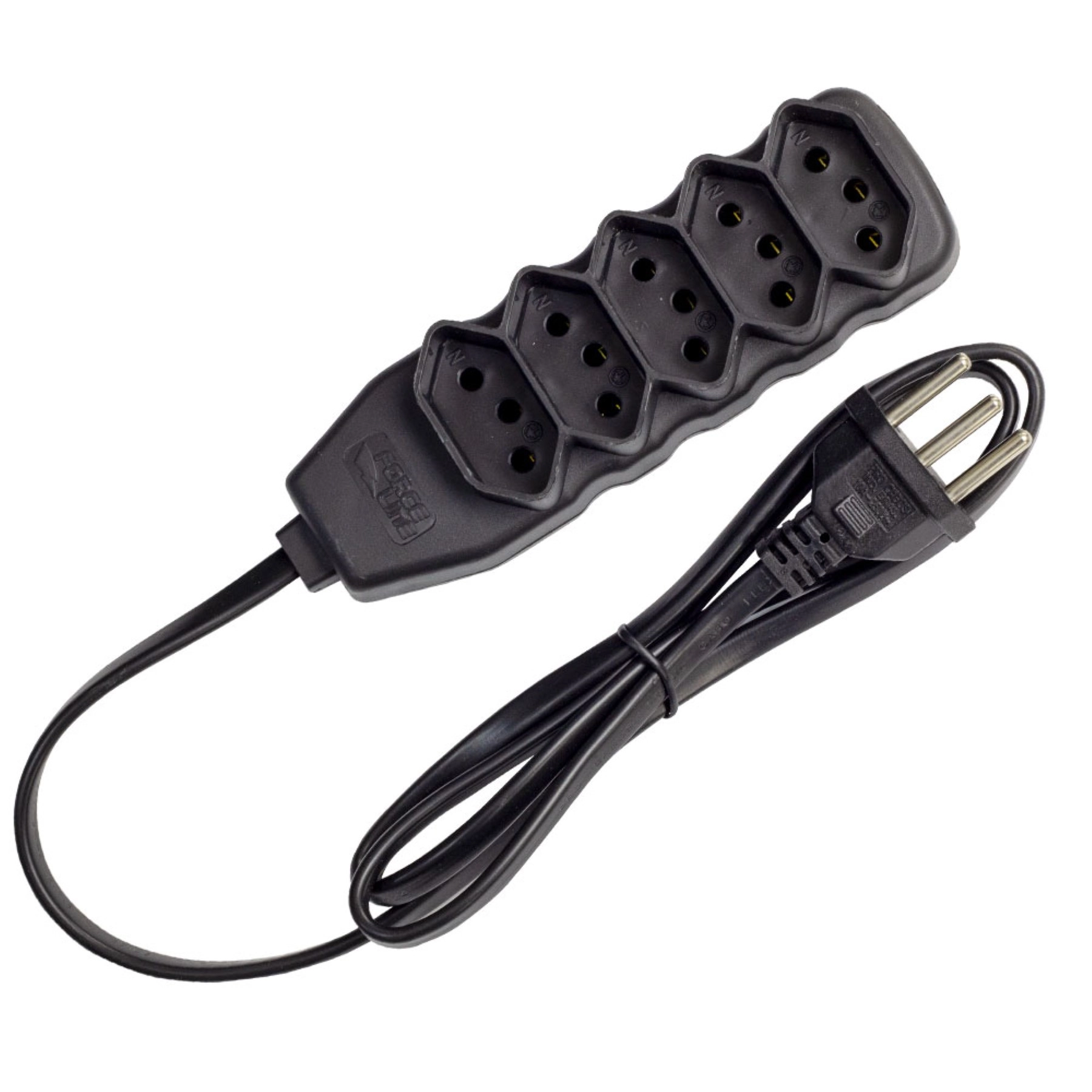 Extensão com Protetor Rearmável 3 Metros 5 Tomadas 10A Preto Force Line