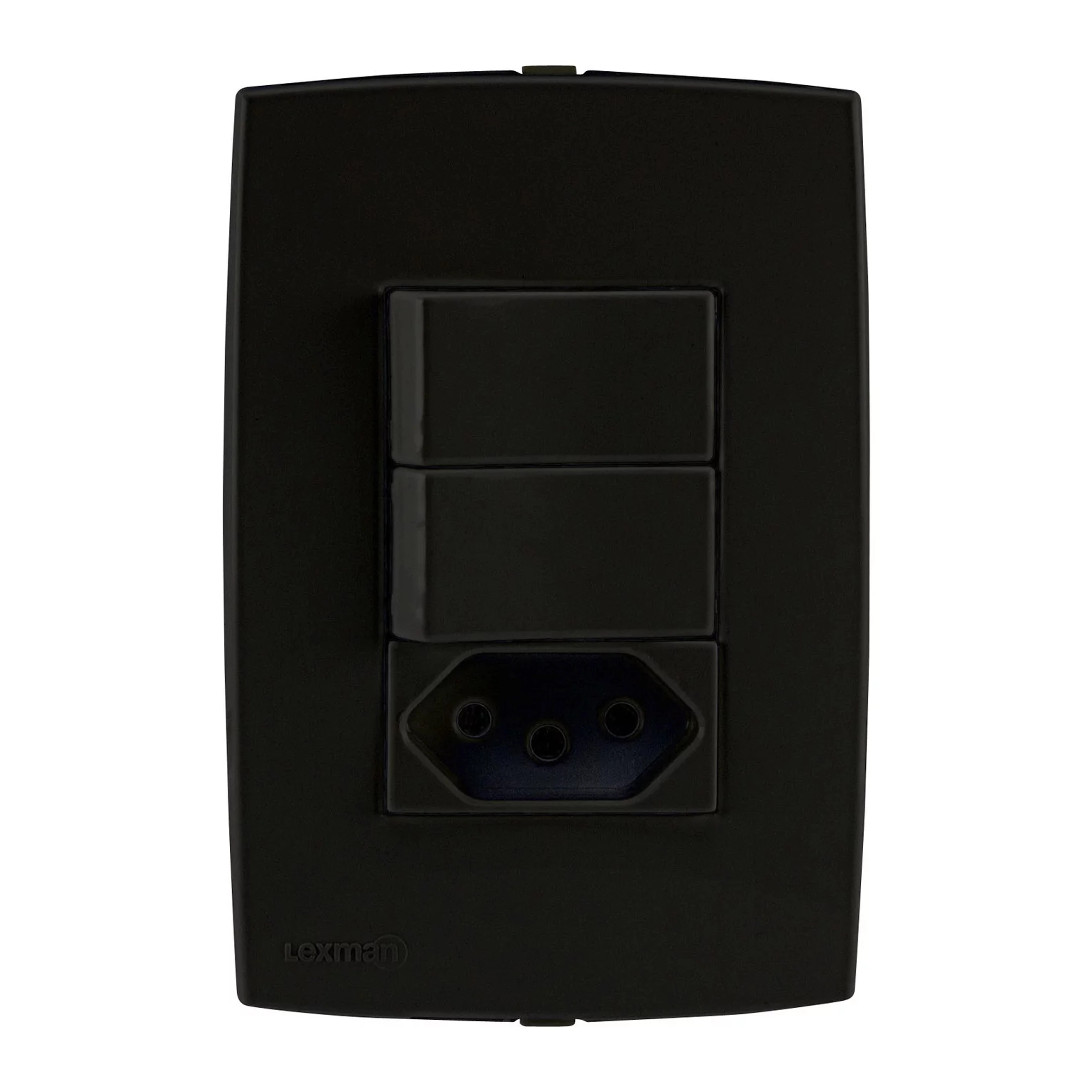 Conjunto Interruptor Duplo 10A 220V 2P+T Preto Lexman