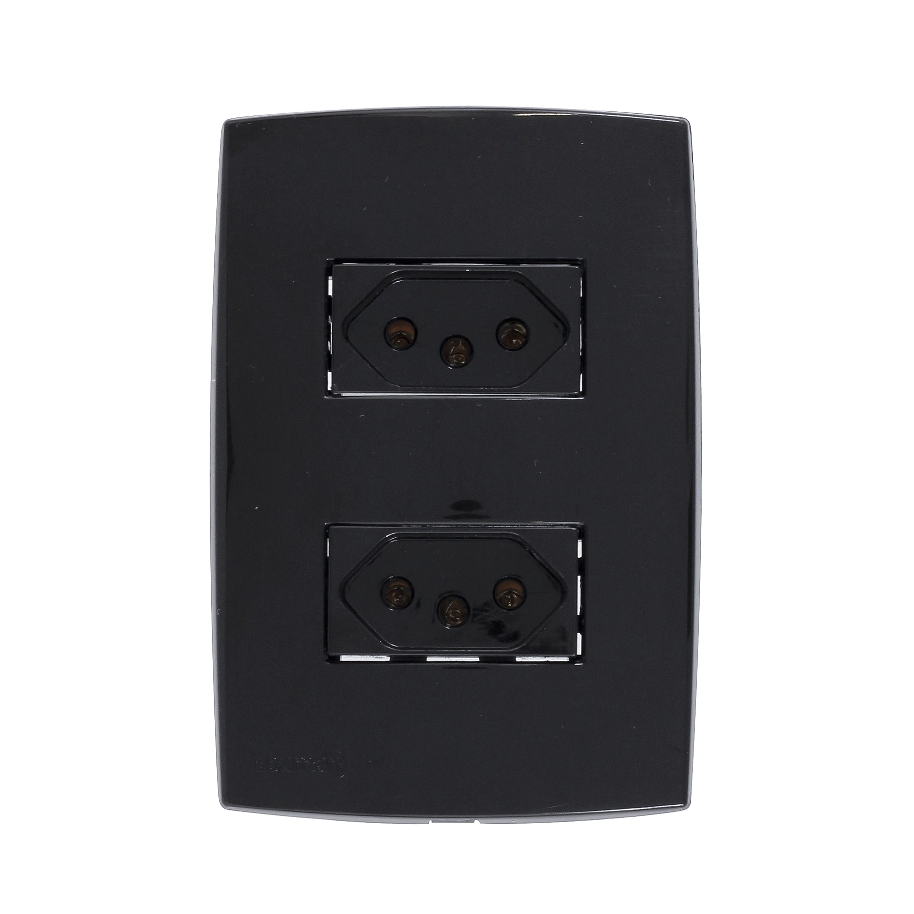Conjunto Tomada Dupla Espaçada 2P+T 10A 220V Preto Lexman