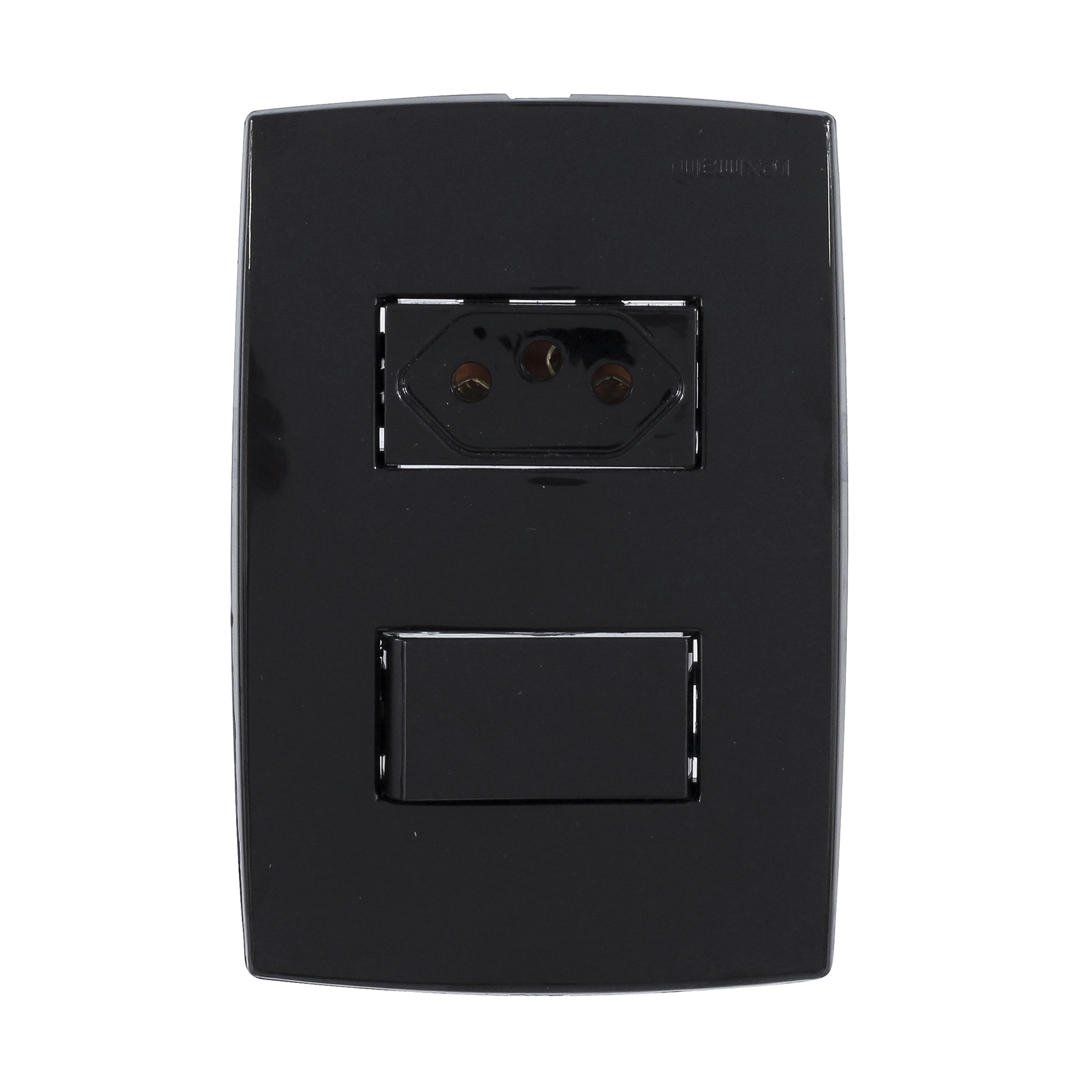 Conjunto Interruptor Simples e Tomada Espaçada 10A 220V 2P+T Preto Lexman