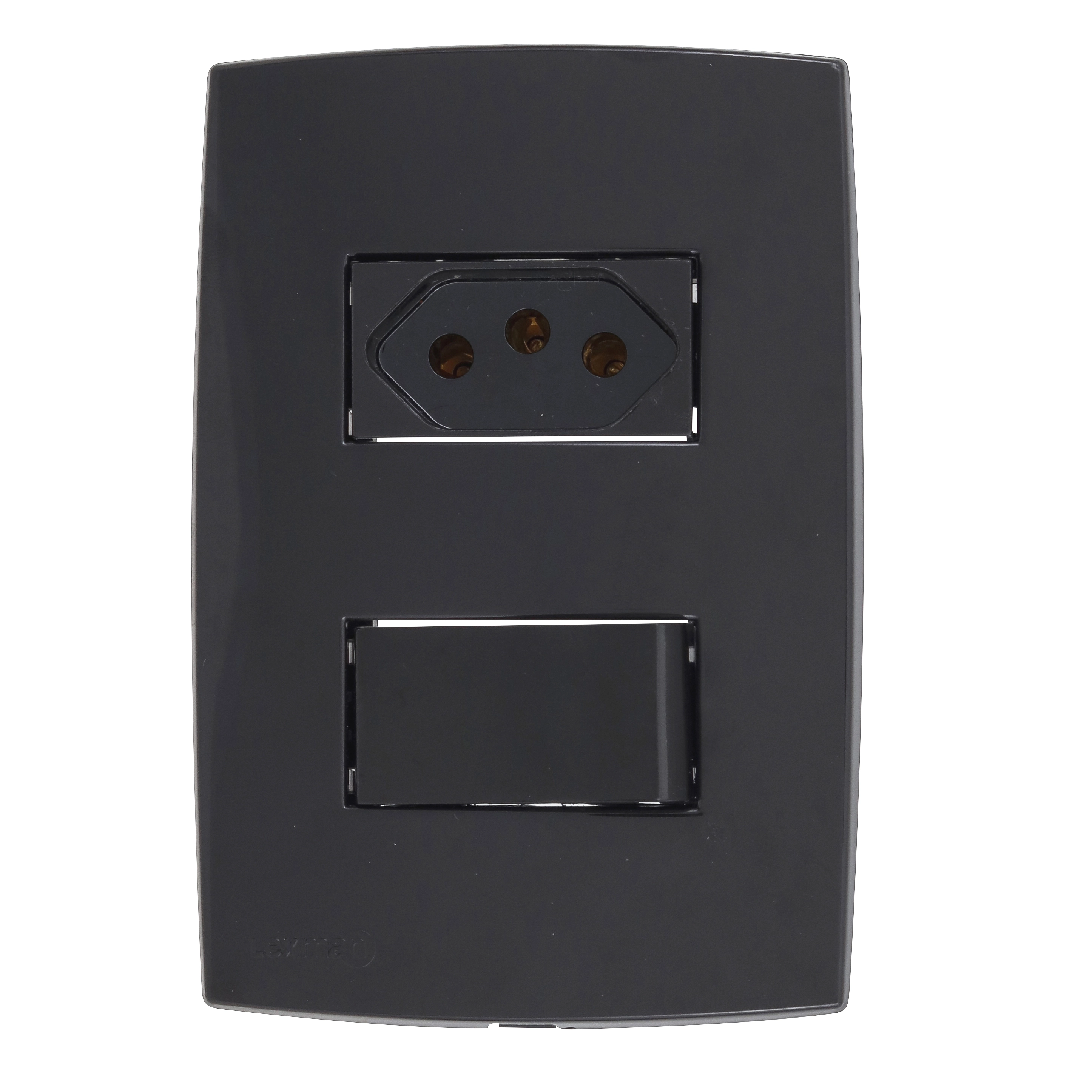 Conjunto Interruptor Simples e Tomada Espaçada 20A 220V 2P+T Preto Lexman