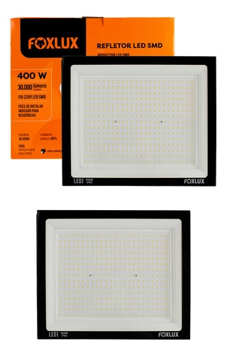 Kit 2 Refletor Led Foxlux 400w 6500k Bivolt