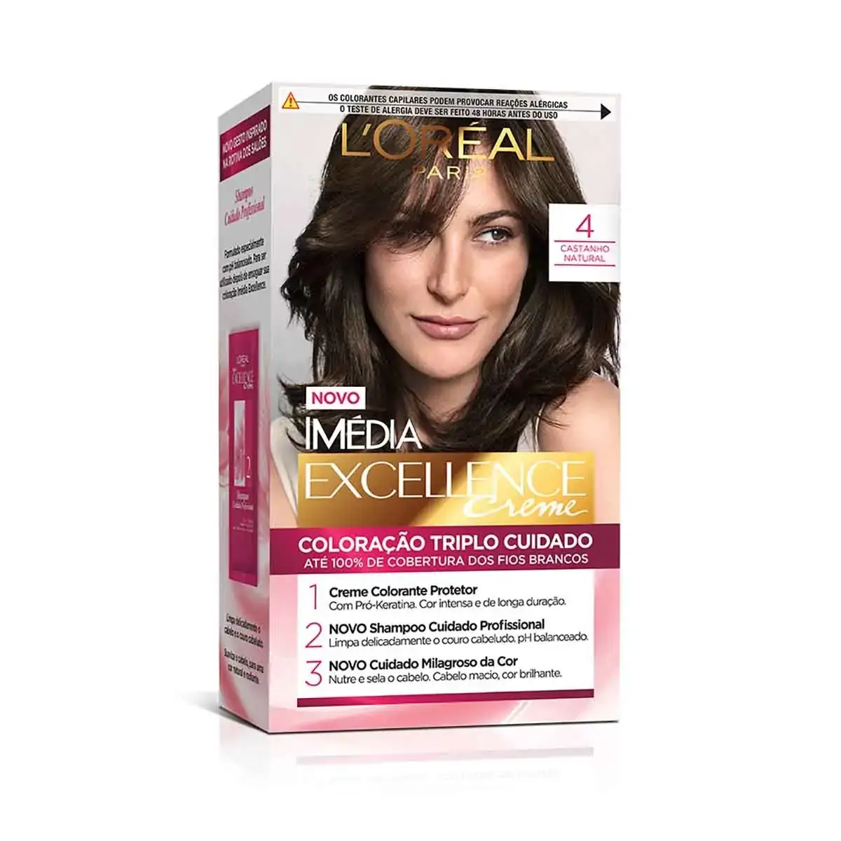 Tintura L`oreal Imédia Excellence Creme Kit 4.0 Castanho Natural