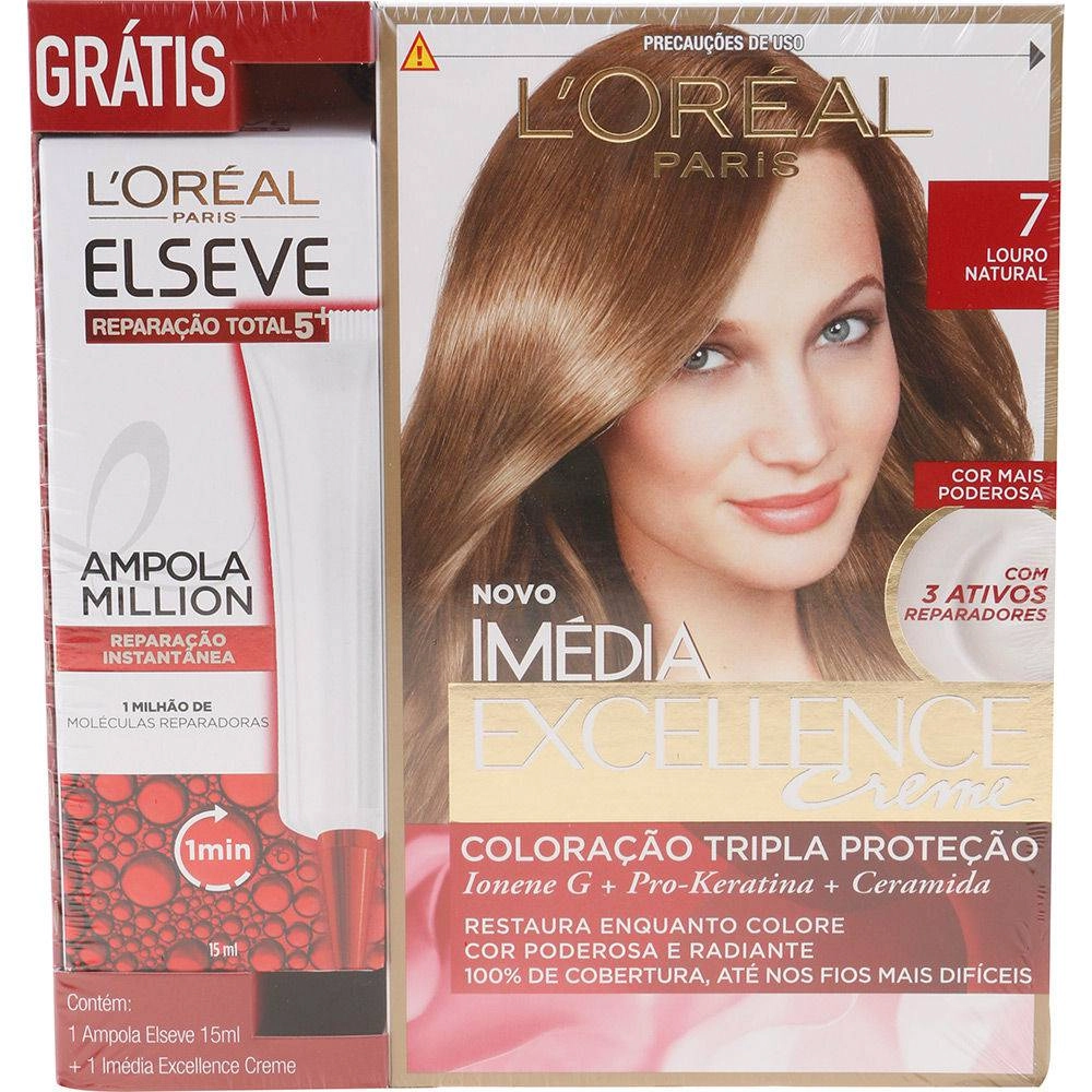Tintura Imédia Excellence Creme Kit 7.0 Louro Natural L`oreal