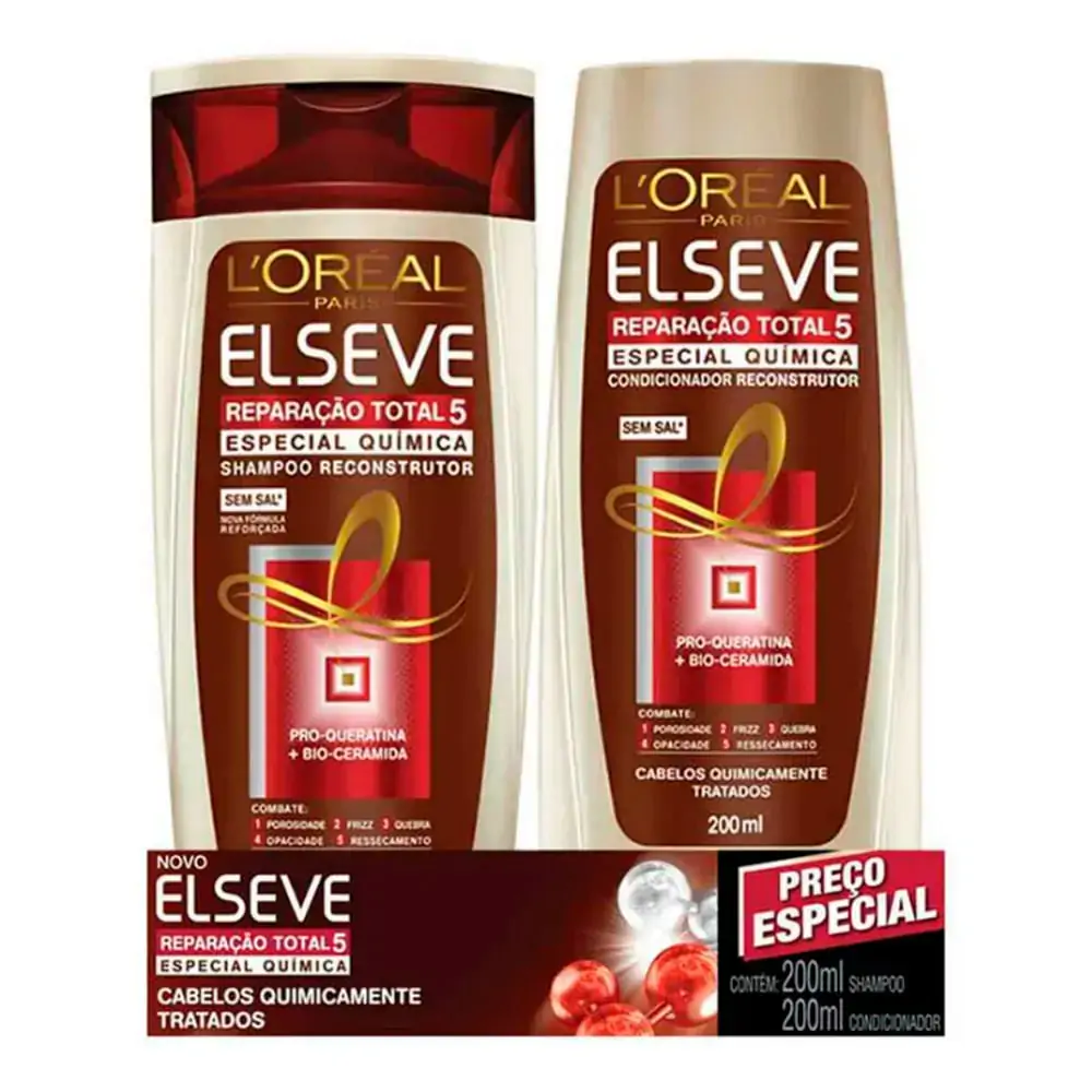 Kit Elseve Loreal Sh200ml Cond200ml Rep Total 5