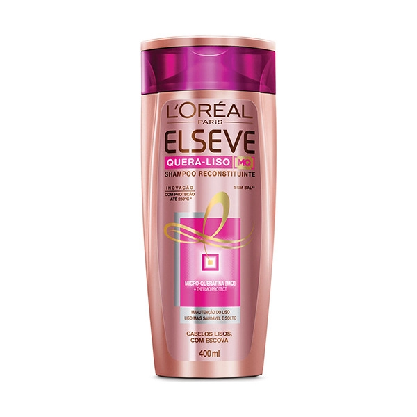 Shampoo Loréal Paris Elseve Quera Liso Frasco 400ml