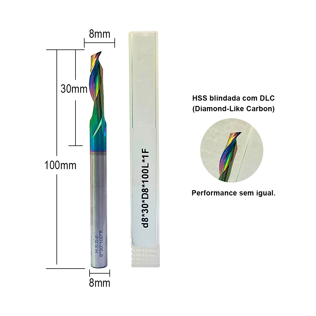 Fresa Pantógrafo Corte Ø8 X Ac30mm X Haste Ø8mm X Ct 100mm