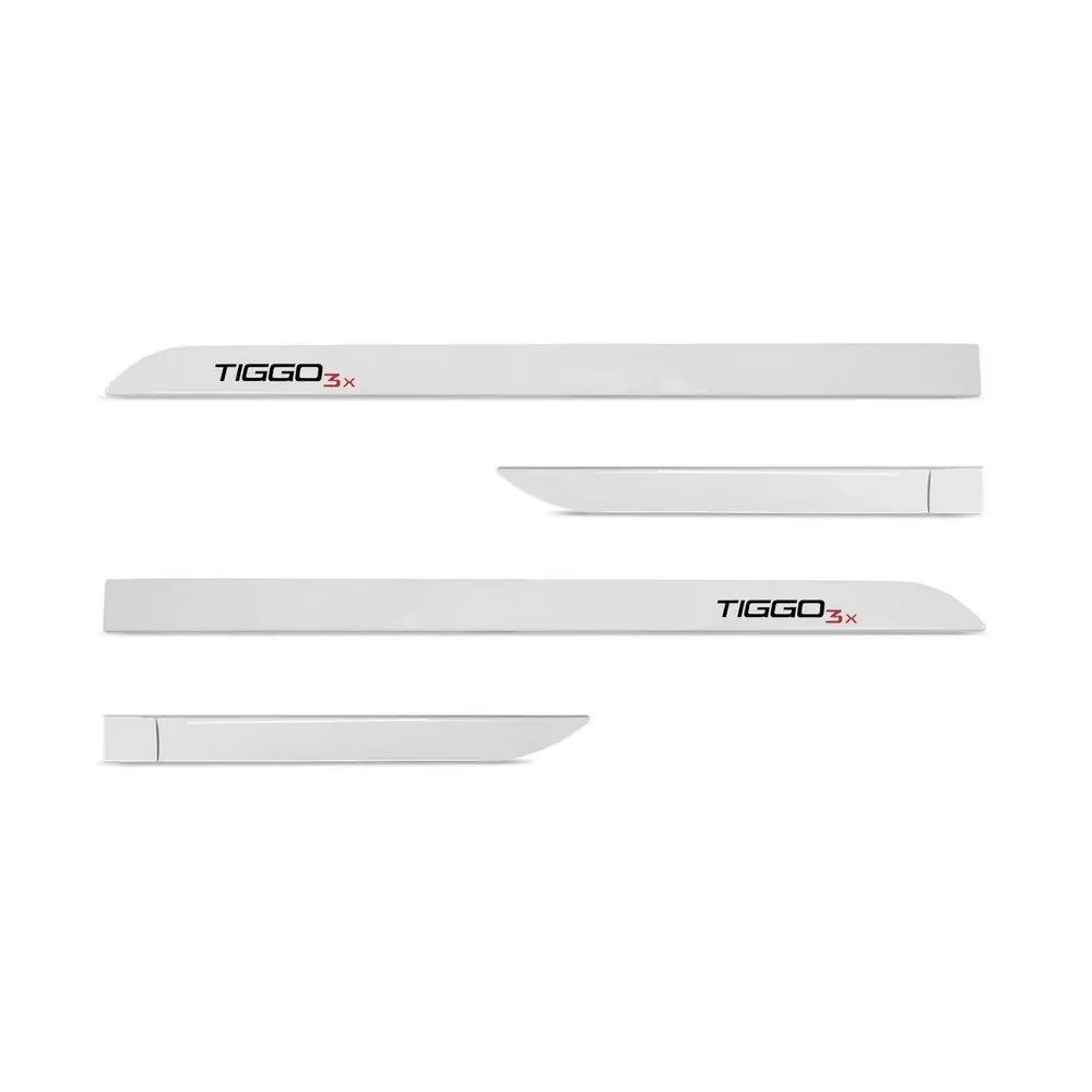 Jogo de Friso Lateral CHERY TIGGO 2 Branco Solid com Nome 4 Peças - TOP MIX 12317BCS