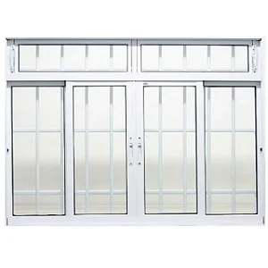 Janela De Correr Alumínio Branco 120x200 4 Folhas Com Bandeira Com Grade Jap Caribe Max