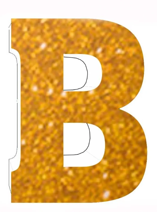 Enfeite Letra B Glitter Dourada