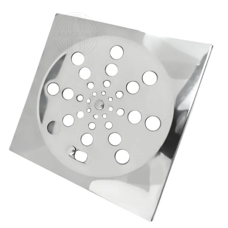 Ralo 15x15cm Cromado Quadrado Banheiro Coletivo Casagrande Mundial Mais Vista