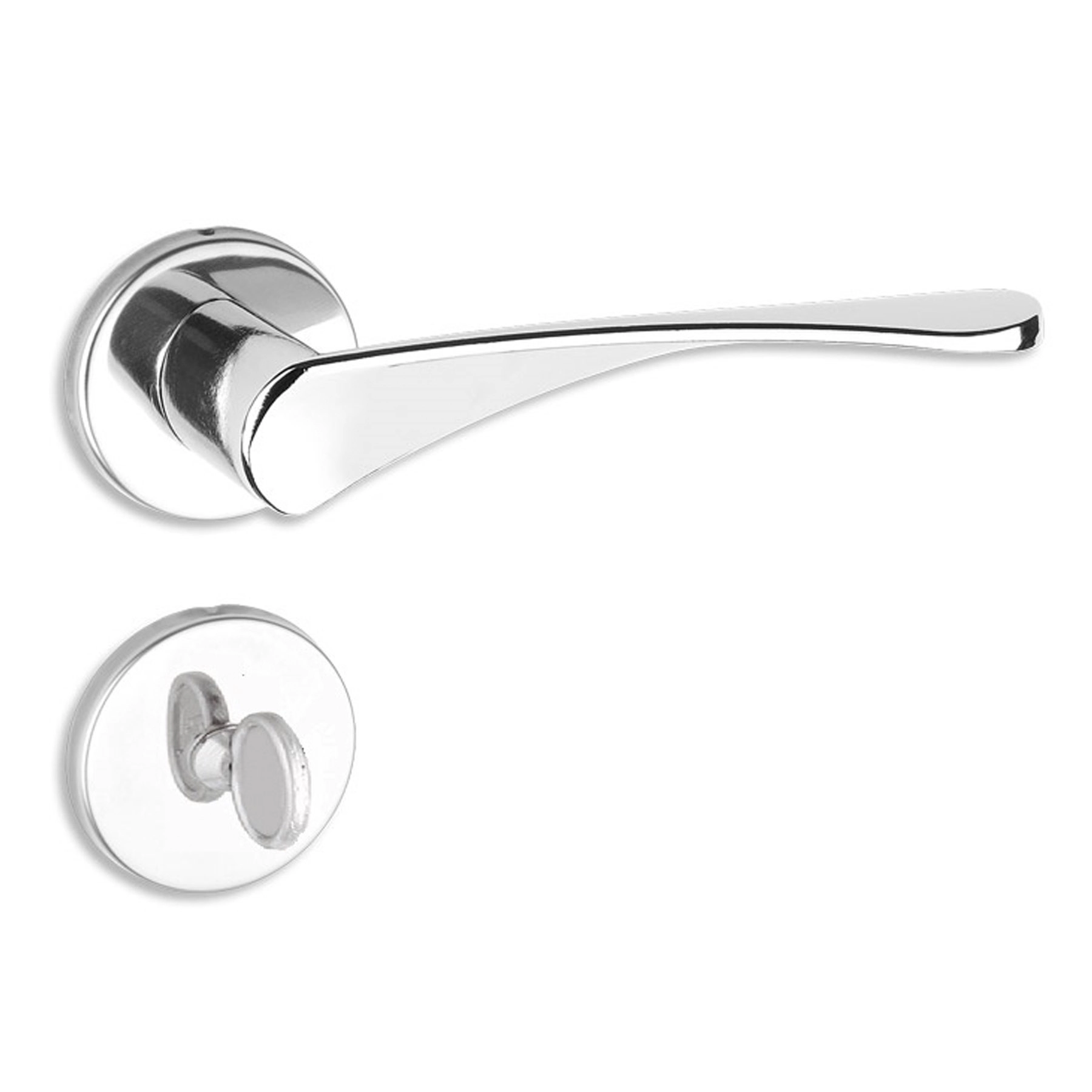 Fechadura Haga para Porta do Banheiro Cromado 40mm Chave Simples Luna
