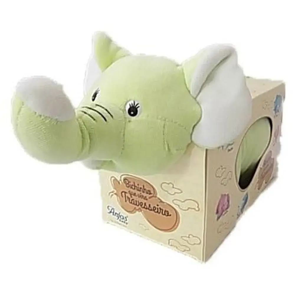 Pelucia Anjos Baby Travesseiro Elefante Verde