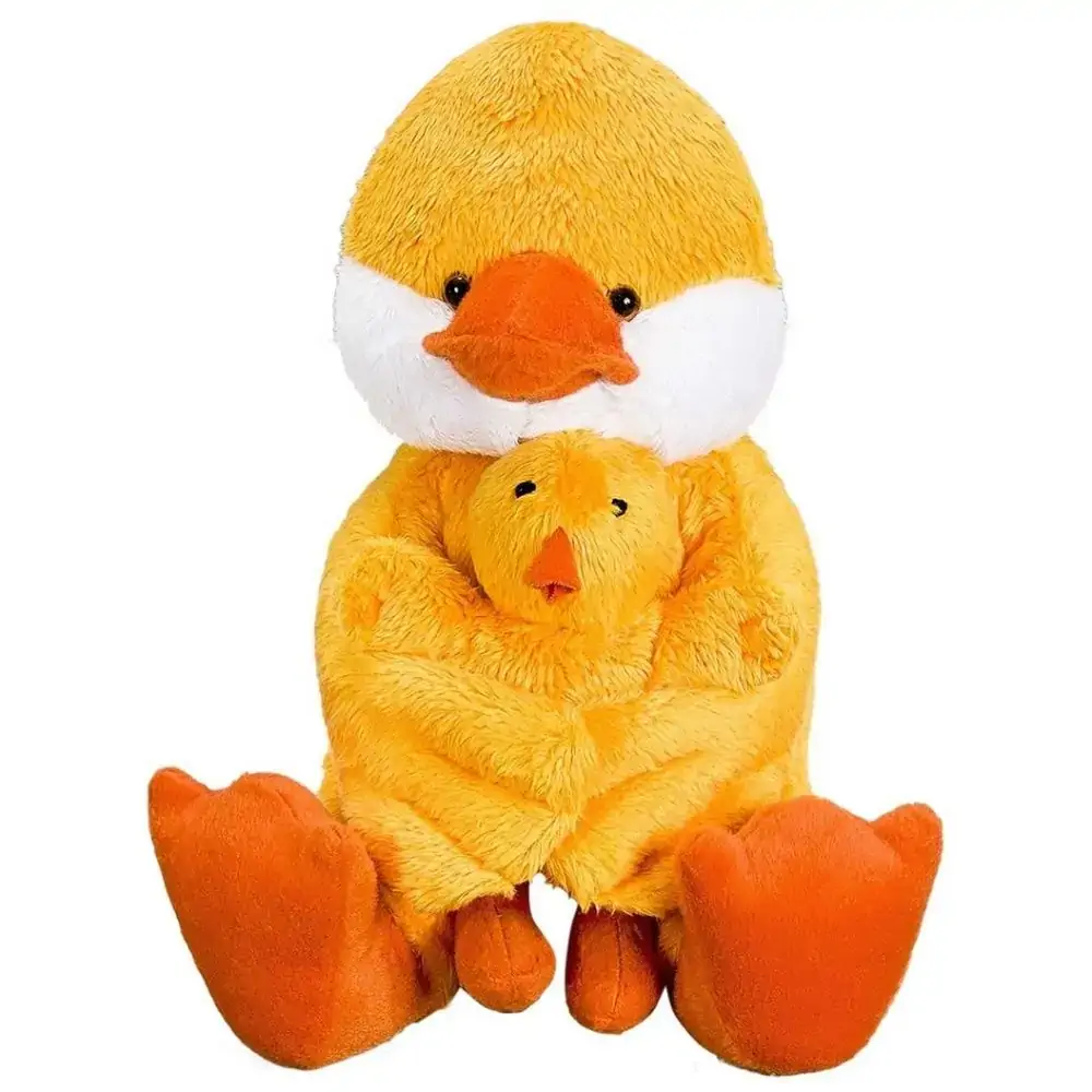 Pelucia Anjos Baby Patinha C/filhote Ouro