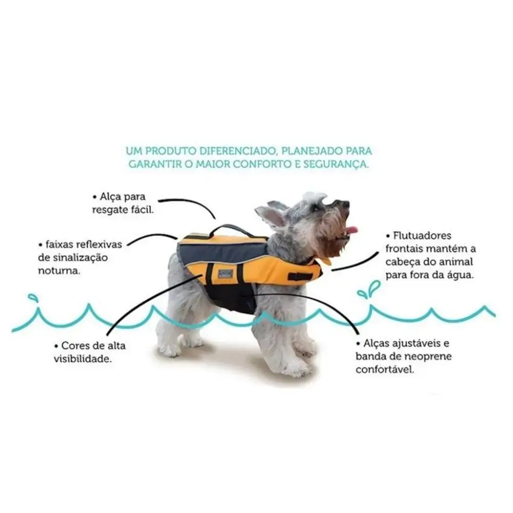 Colete Salva Vidas Flutuador Para Cães Laranja