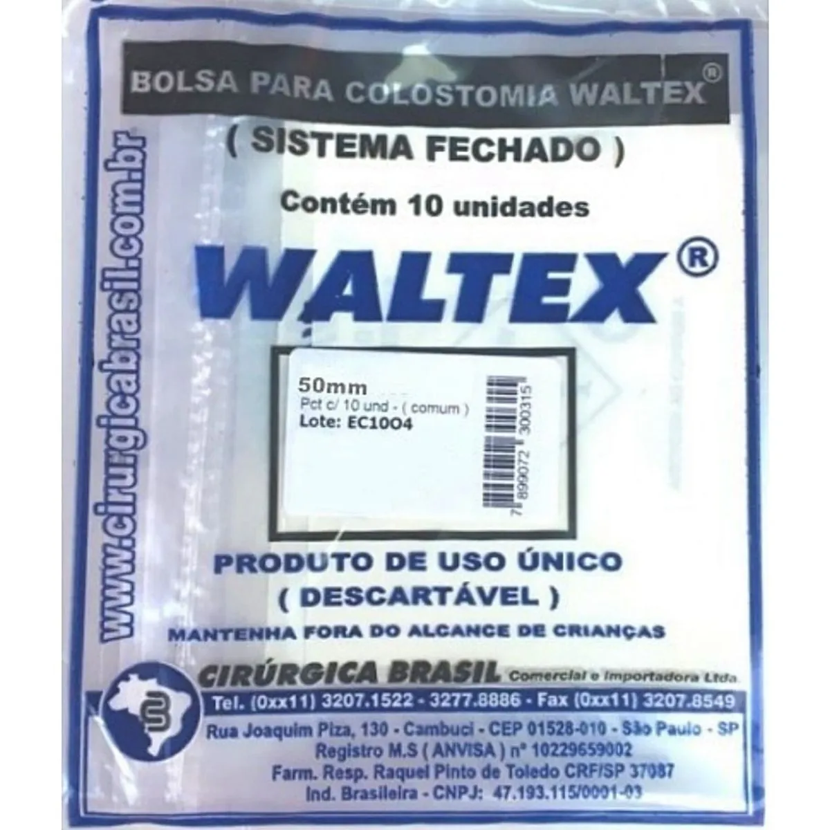 Bolsa de Colostomia Waltex - 50 mm - Com 10 unidades