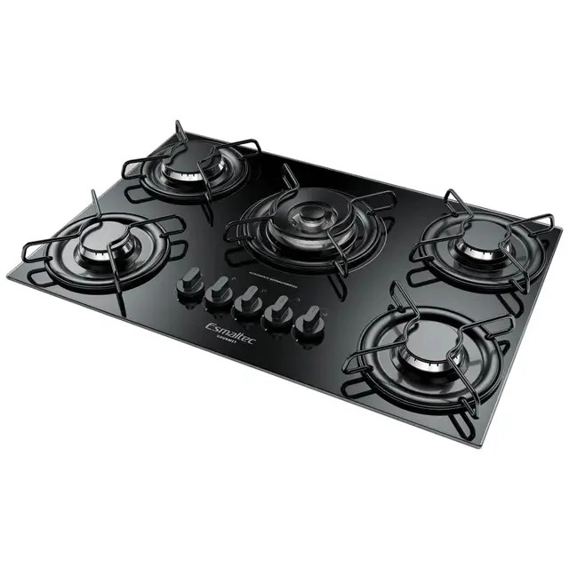Fogão Cooktop Esmaltec 5085 Gourmet, 5 Bocas, Tripla Chama, Preto - Bivolt