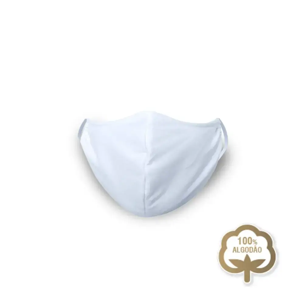 Máscara em Tecido 100% Algodão Lavável com Elástico - Branco