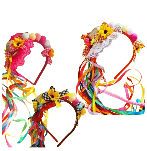 Tiara Mini Chapeu Pompom C/fitas Cetim Mundo De Isadora