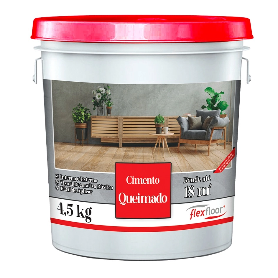 Massa Efeito Cimento Queimado Flexfloor Cinza Médio 4,5kg